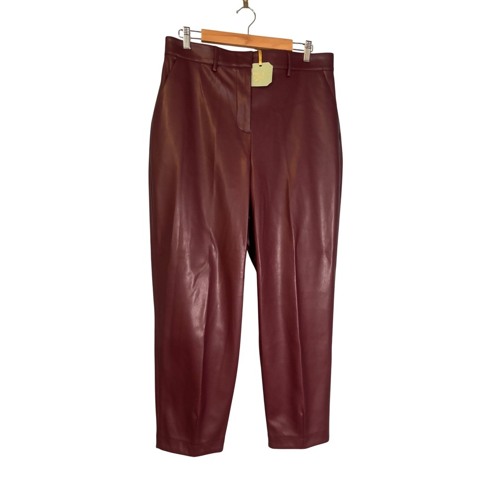 NWT Ryegrass Port Royale Faux Leather Tapered Pants Burgundy Size 14